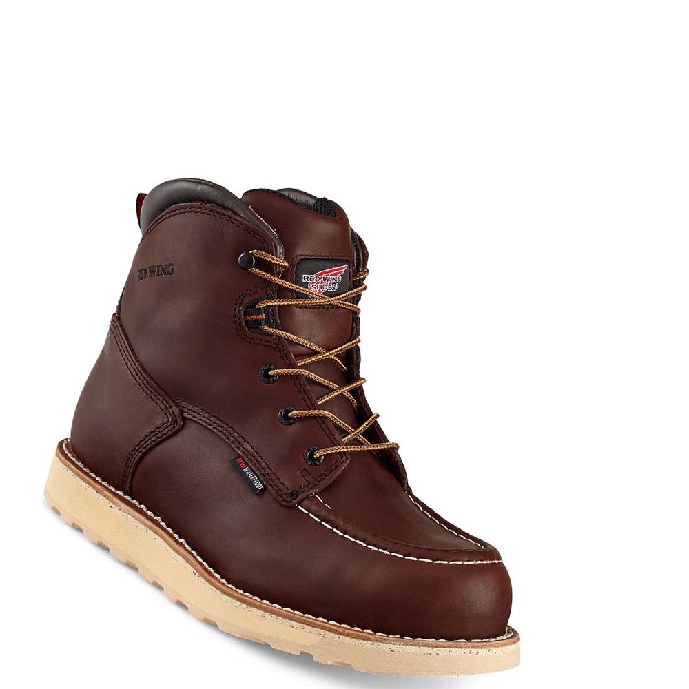 Red Wing Traction Tred 6-inch Safety Toe Men\'s Waterproof Boots Burgundy | ZA 381CTV